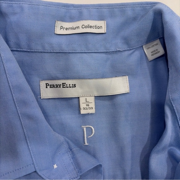Perry Ellis Light Blue Dress Shirt Men’s L 16 32/33 premium collection - Picture 2 of 4